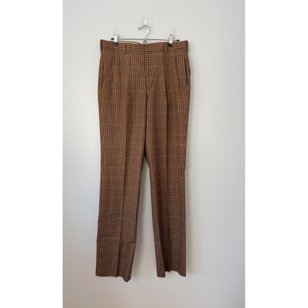Deadstock Brooks Brothers Size 34 Golf Pants Brown Plaid Trousers Slacks